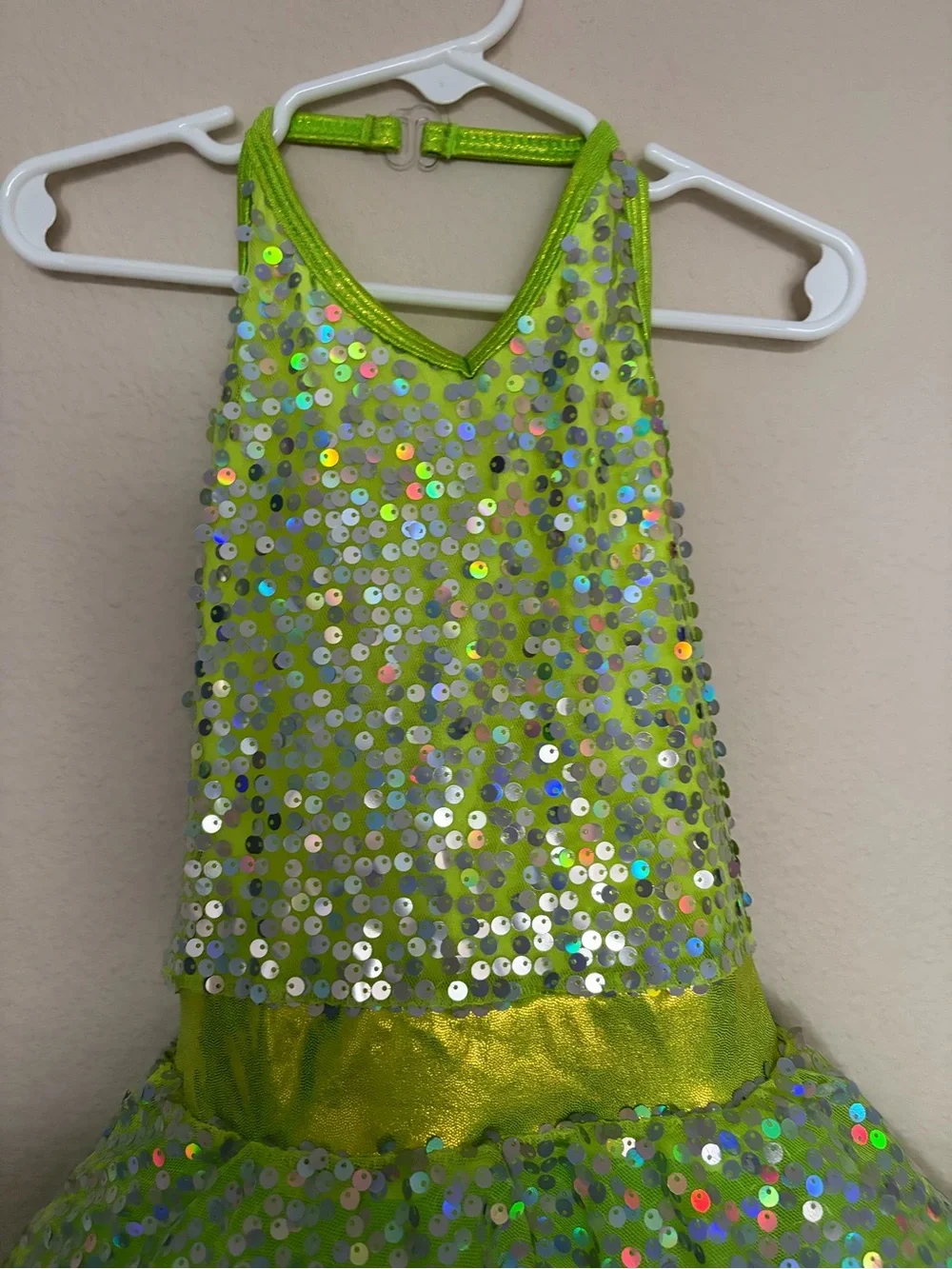 Curtain Call Lime Green Sequined Costume